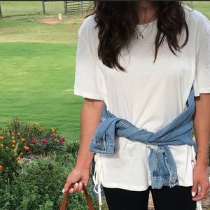 White tunic with ties on side